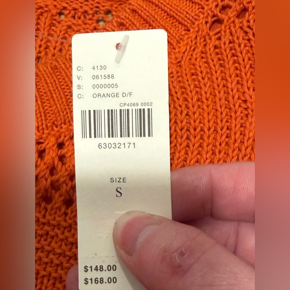 Anthropologie Maeve Pointelle Knit Orange Short Sleeve Mini Dress Size XS NWT